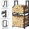 Firewood Holder, 2 Tiers Fireplace Storage Log Rack Holder Wood Storage For Indoor Fireplace, Wood Stove or Outdoor Patio Firewood Rack
