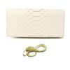 SakuraZen White Snake Long Wallet, Genuine Snake Leather Wallet, Snake Pattern, Men's Wallet, Increases Your Fortune, Made In Japan (Golden Snake