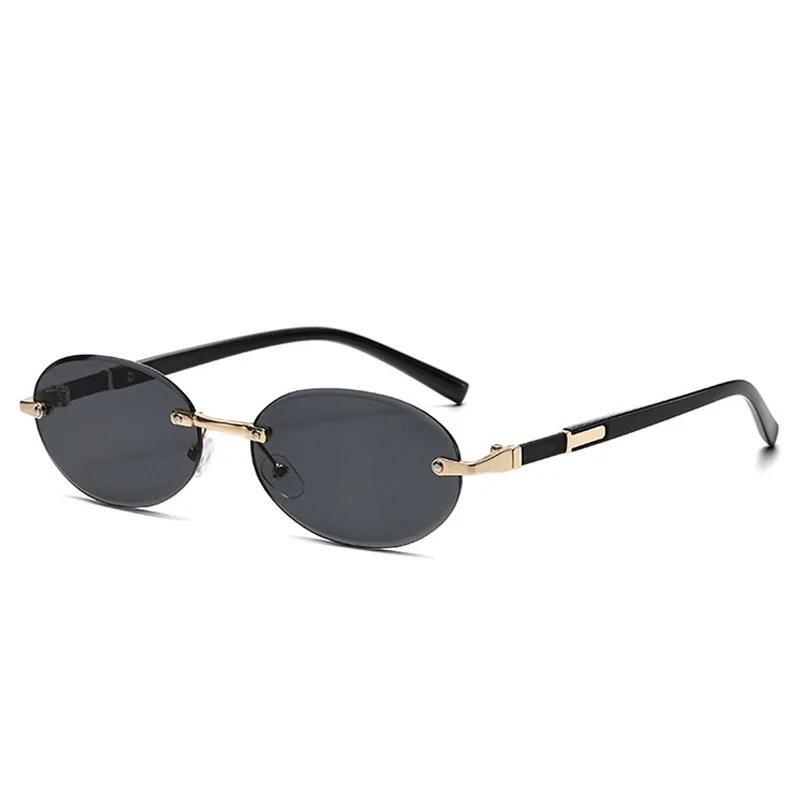 New Popular Women Men Shades Oval Sun Glasses for Woman Man Summer Traveling UV400 Rimless Sunglasses Round Fashion Gafas De Sol