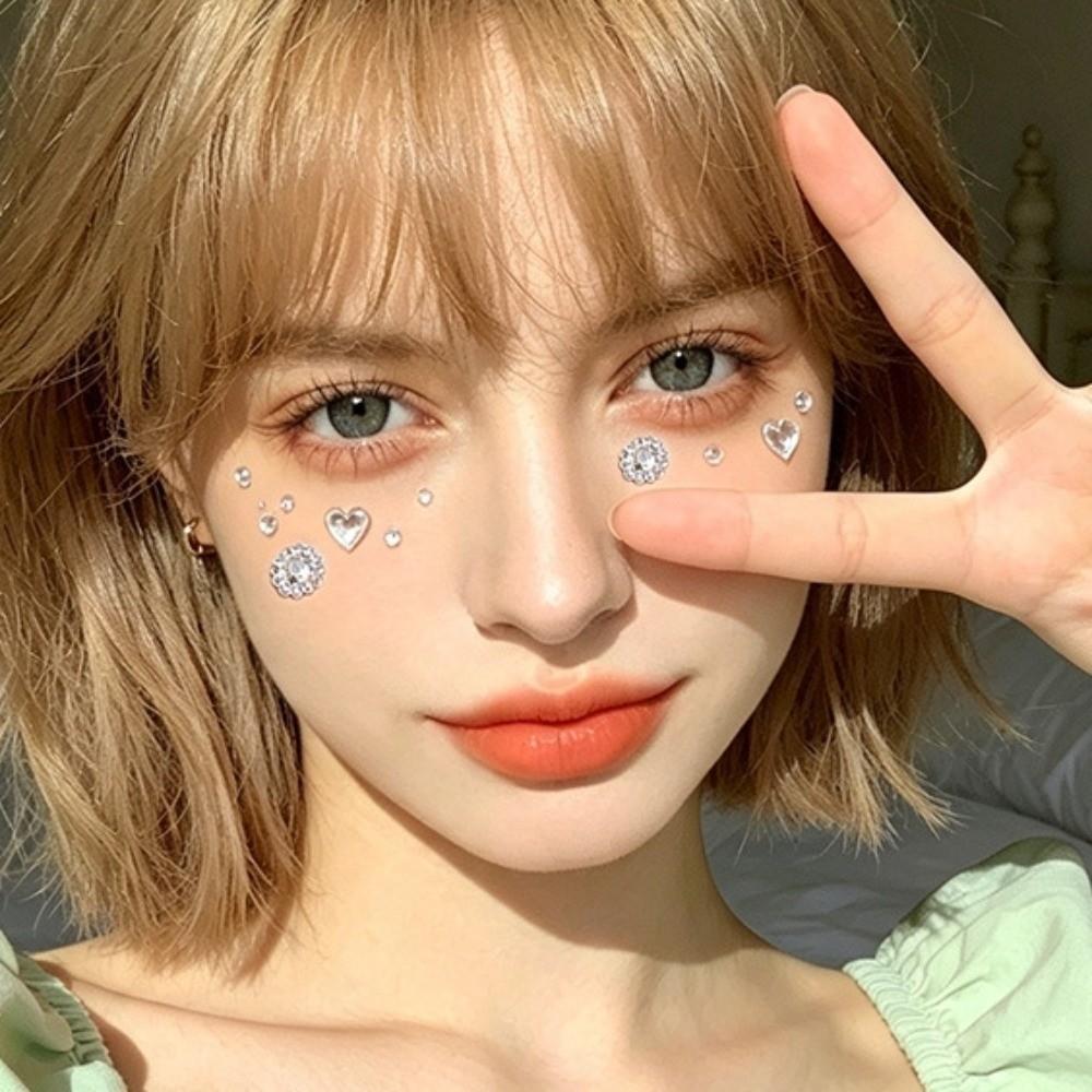 with Adhesive Backing Face Eye Jewels Sticker 3D Resin Crystal Gem Sticker Festival