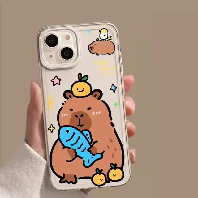 Чехол для телефона с милым мультяшным капибарой для Iphone 12 13 11 14 15 Pro Max X XS MAX XR 7 8Plus SE2, мягкий чехол с забавной парой животных, чехлы