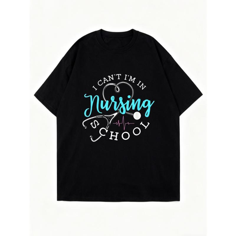 Oversized T Shirt Black I Cant Im In Nursing School With Stethoscope And Heartbeat Design For Nursing Students