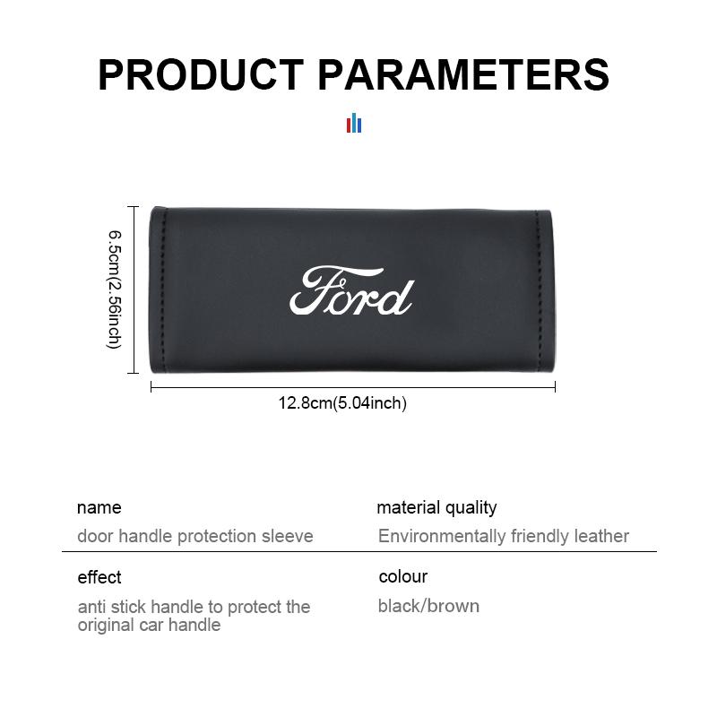Car Door Inner Handle Non-slip Leather Protector Sleeve Case For Ford mk2 mk3 Ranger Mondeo mk4 S-MAX Kuga Mustang Fusion