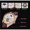 Gosasa Men's Brown Genuine Leather Tourbillon Automatic Watch, Brown, Mechanical, Automatic Watch.