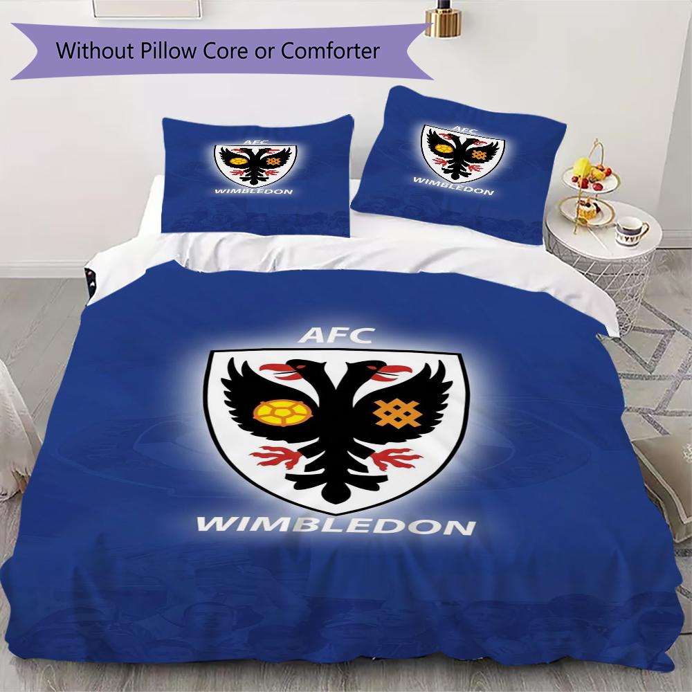 AFC Wimbledon Pattern Bedding uilt Set uilt Cover Pillowcase Home Decoration Birthday Gift (1 * duvet cover + 2 * pillowcase without core)