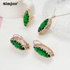 SIMJOO Romantic Rose Gold Color Fashionable Exquisite Hollowed-out Red Green Ring Earring Necklace