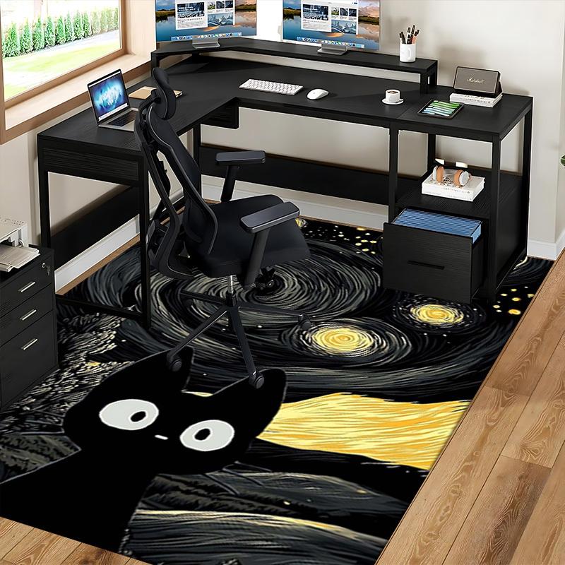 1pc Starry Night Cat Office Chair Mat - Non-Slip Carpet for Desk, Festive Gift Idea, Suitable for Home Decor, Living Room, Bedroom, Game Room.P082