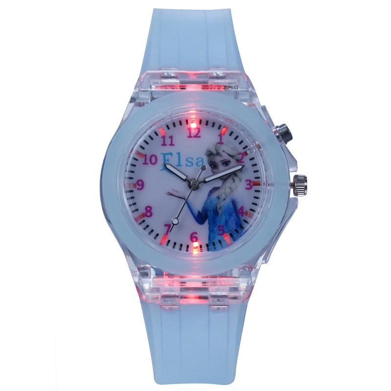 Cartoon Frozen Children's Watch With Night Light Quartz Silicone Watch For Elementary School Students Wholesale Hot Item