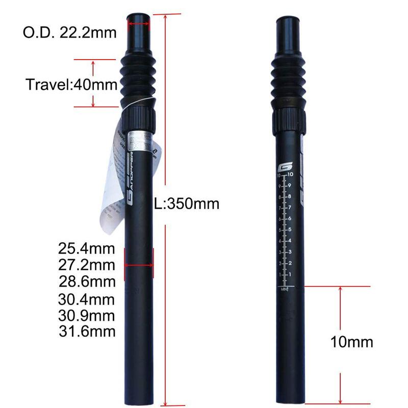 GANOPPER MTB Bicycle Damping Suspension Seatpost 25.4/27.2/28.6/30.4/30.9/31.6mm X350 Bike Seat post Shock Absorber Tube Setback
