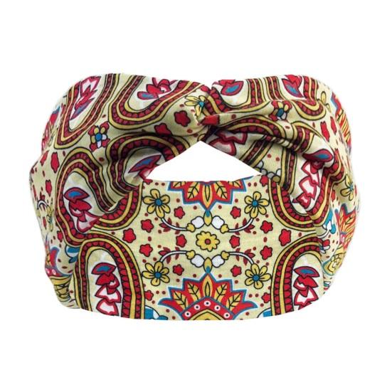 Женская повседневная повязка на голову для йоги с перекрестным узлом, высокоэластичная тюрбан в богемном стиле с принтом, повязка на голову, поглощающая пот, спортивная повязка для волос