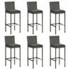 VidaXL Set of 6 Bar Stools with Cushions, Pub Footrests, Bistro Chairs, Living Room Furniture, 362579