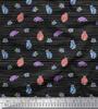Black Japan Crepe Satin Fabric Ladybug Insect Print Fabric by the Metre 42 Inch