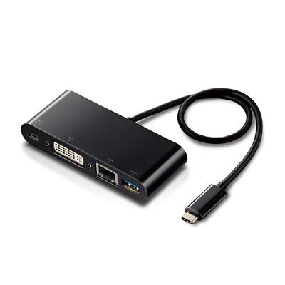 Док-станция ELECOM C Hub PD совместима с 1 1 30 см кабелем черного цвета Type-C [зарядка Type-C1 порт/USB (3.0) Порт/Порт DVI/Порт LAN] DST-C11BK