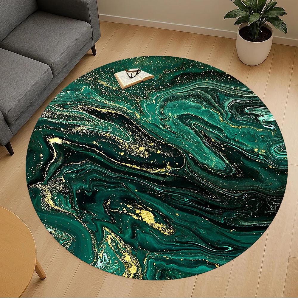 1pc Marble Texture Round Chair mat Area Rug - Non-Slip, Floor Mat for Office, Bedroom, and Indoor Decor c1125348