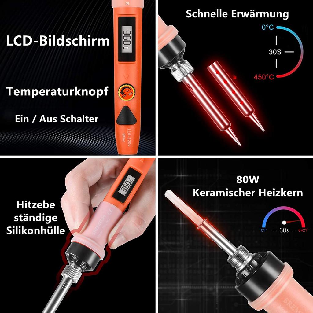 80 Вт комплект паяльника с ЖК-дисплеем, сварочная ручка с регулируемой температурой, инструмент для распайки, насос для пайки, 110 В 220 В