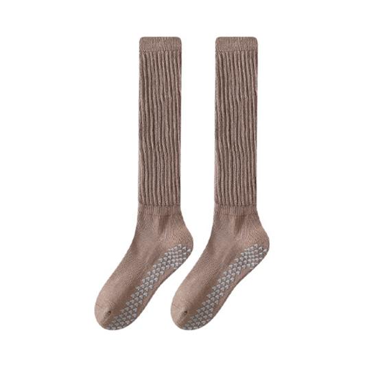 1 пара женских зимних носков для йоги, компрессионные носки для йоги с силиконовой подошвой, длинные, высокоэластичные, нескользящие, теплые чулки