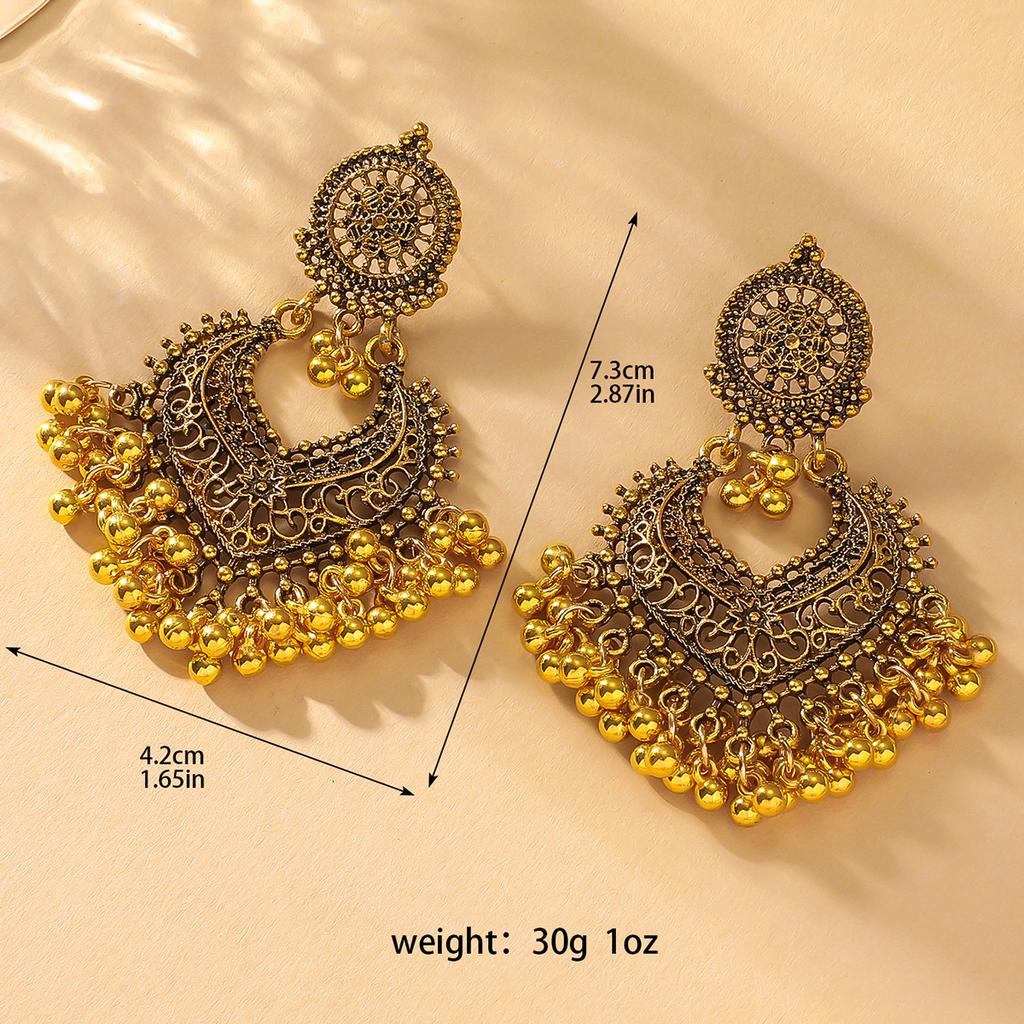 European and American retro Bohemian long tassel water droplet earrings with heavy creative high-end feel earrings
