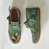 Ботинки Plover женские Comfort Cartoon Cat Printed Leather Button Casual Flat Ankle - 6 Purple