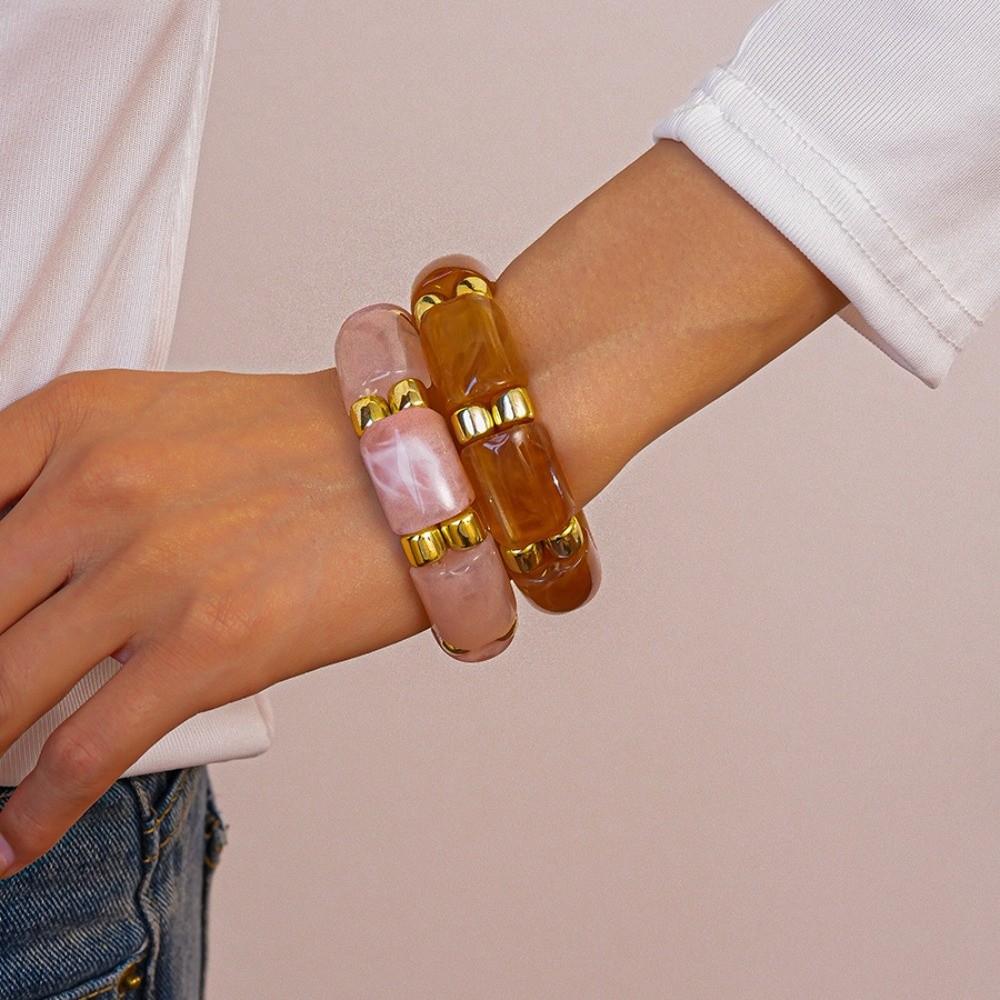 Bohemian Acrylic Bangle Geometric Retro Hand Ring Temperament Exaggerated Bracelet Summer