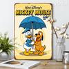 2D Плоский, 2D Плоский Дисней Дональд Дак и Плуто Железное Настенное Искусство - 20.32x30.48 см Винтажный Стиль Жестяной Таблички, Погодостойкий Для Внутреннего/Наружного Использования