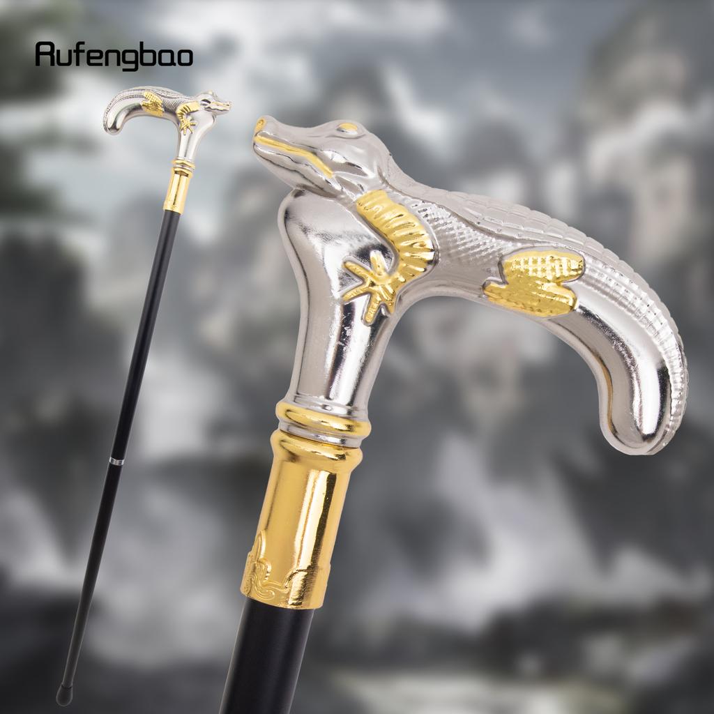 Трость для ходьбы из золотисто-белой ящерицы, модная декоративная трость для джентльмена, элегантная трость для косплея, набалдашник, посох 89 см