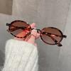 Punk Women Men Sun Glasses Fashion Ins Small Oval Frame Sun Shades Eyeglasses Ladies Outdoor Plain Sunglasses