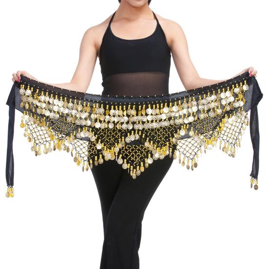 Velvet Belly Dance Waist Chain with Coin Lace-up Lightweight Women Dancing Waist Belt Dancer Accessories