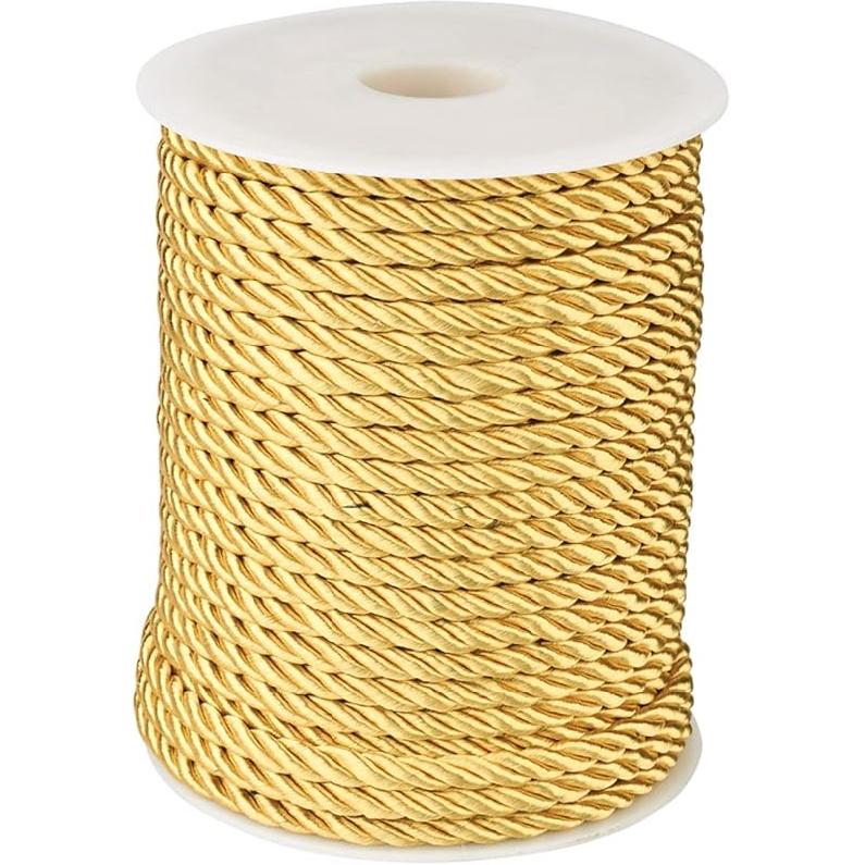 32.8 Yards Black Polyester Twisted Trim Cord Rope 5mm Twisted Decorative Cord Trim Thread String for Upholstery Curtain Tieback Honor Cord Home