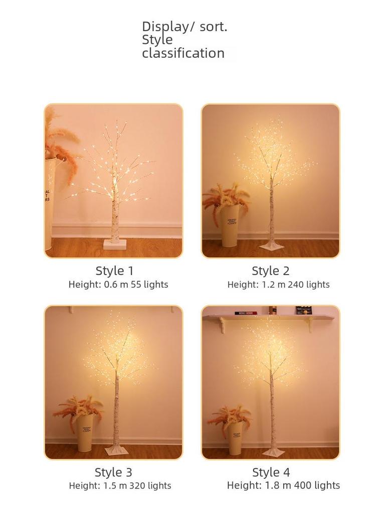 LED Birch Tree Lights: Copper Wire, Multicolor Holiday Decoration for New Year and Christmas