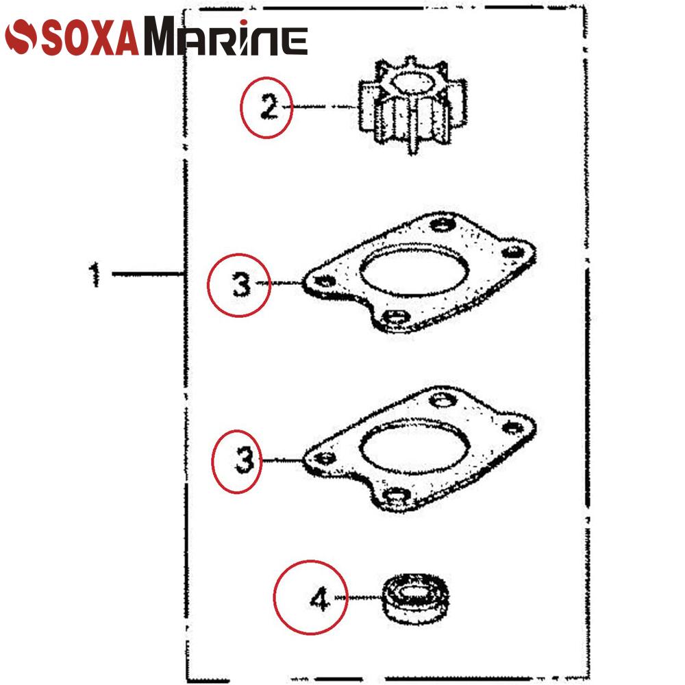 Комплект крыльчатки водяного насоса для лодочного мотора Honda Marine 4HP 5HP 6HP 4-тактный 06192-ZV1-C00