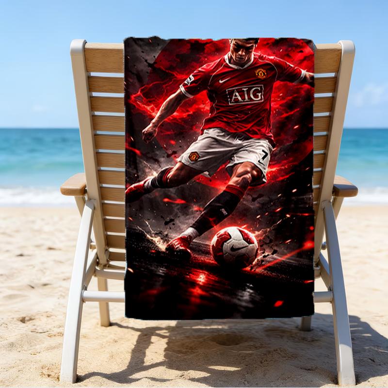 Man United Soccer Action Beach Towel - Soft, Absorbent Microfiber, Lightweight, Ideal for The Beach, Parties, Travel, Camping fan gifts