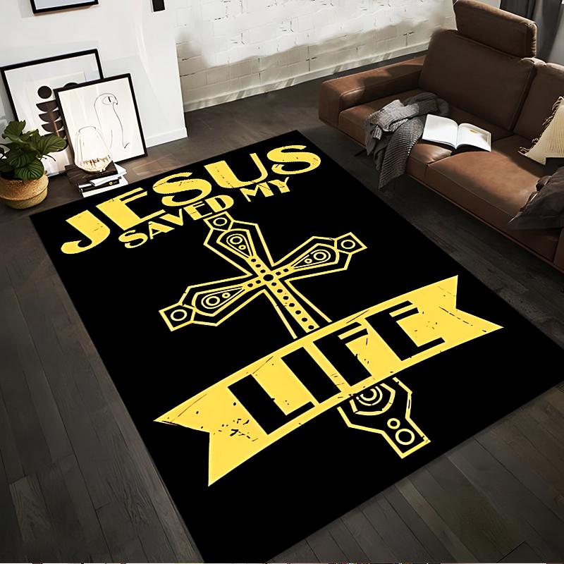 Jesus Saved My Life Rug Non-slip rug suitable for living room and bedroom sofas
