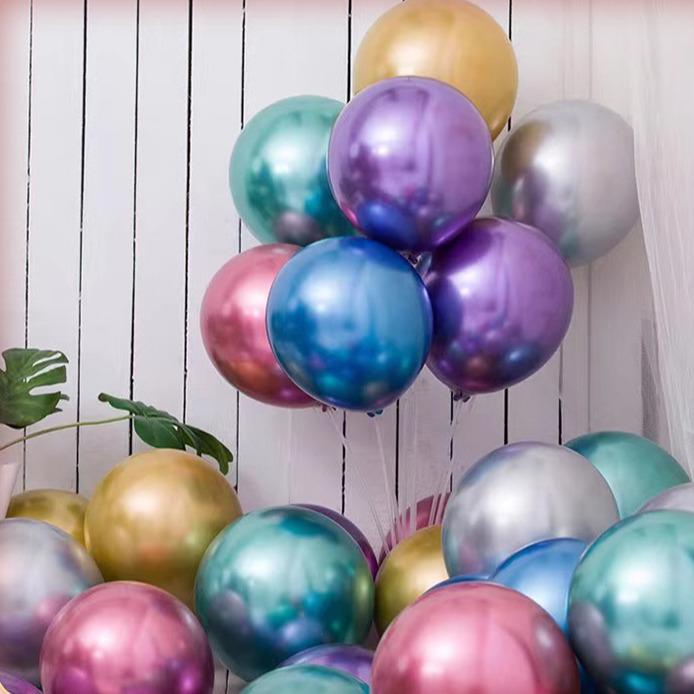 Утолщенные Хромированные Золотые Металлические Шары - Круглые Латексные Украшения для Вечеринок на Дни Рождения и Мероприятия