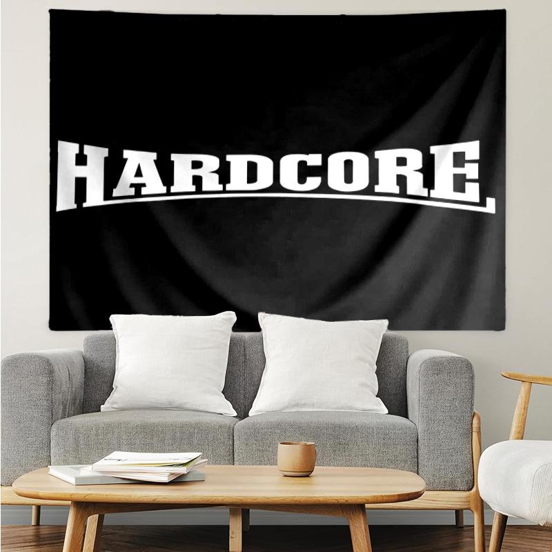 HARDCORE LOGO Tapestry for Bedroom Aesthetic Classroom Tapestries Wall Hanging for Living Room Dorm Office,Ideal Creative Gift