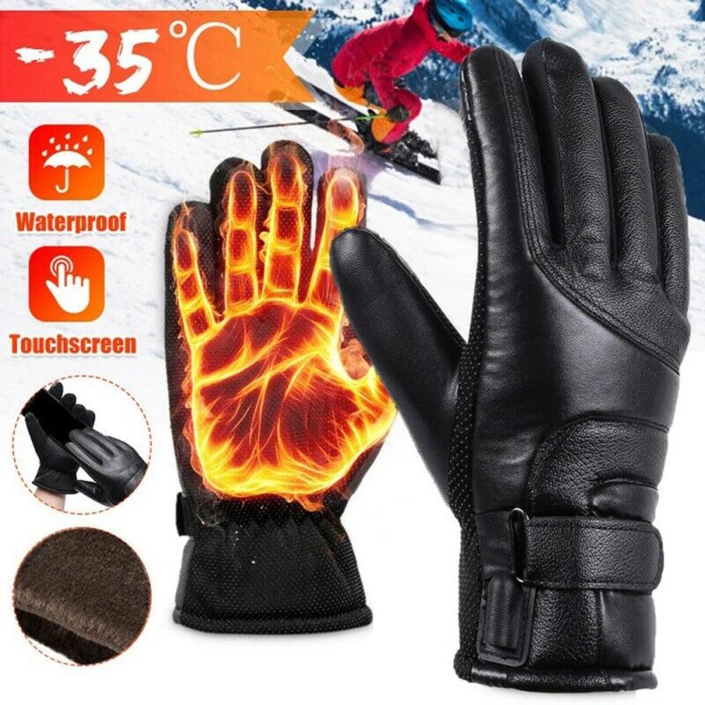 Electric Heated Gloves No Battery USB Hand Warmer Heating Gloves Winter Motorcycle Thermal Touch Screen Waterproof Bike Gloves