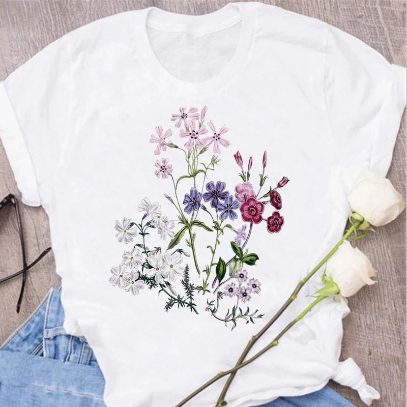 Red Rose Print Women T Shirt Summershort Sleeved Round Neck Harajuku Korean Style Graphic Tops Kawaii Female T-shirt Tops