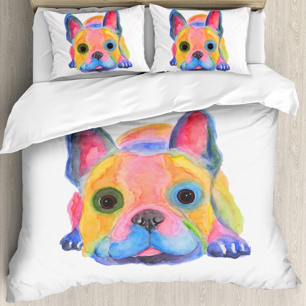 Пододеяльник с изображением мультяшного бульдога King Queen, комплект постельного белья для щенка шарпея, милый питомец, щенок, собачка, пододеяльник из полиэстера