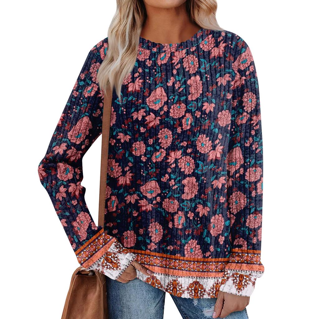 Женский принт Легкий Топ с круглым вырезом из матового хлопка