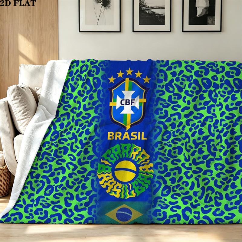 Brasil CBF Print Flannel Blanket High Quality Warm Comfortable Cover for All Seasons Perfect for Gifts Home Decor
