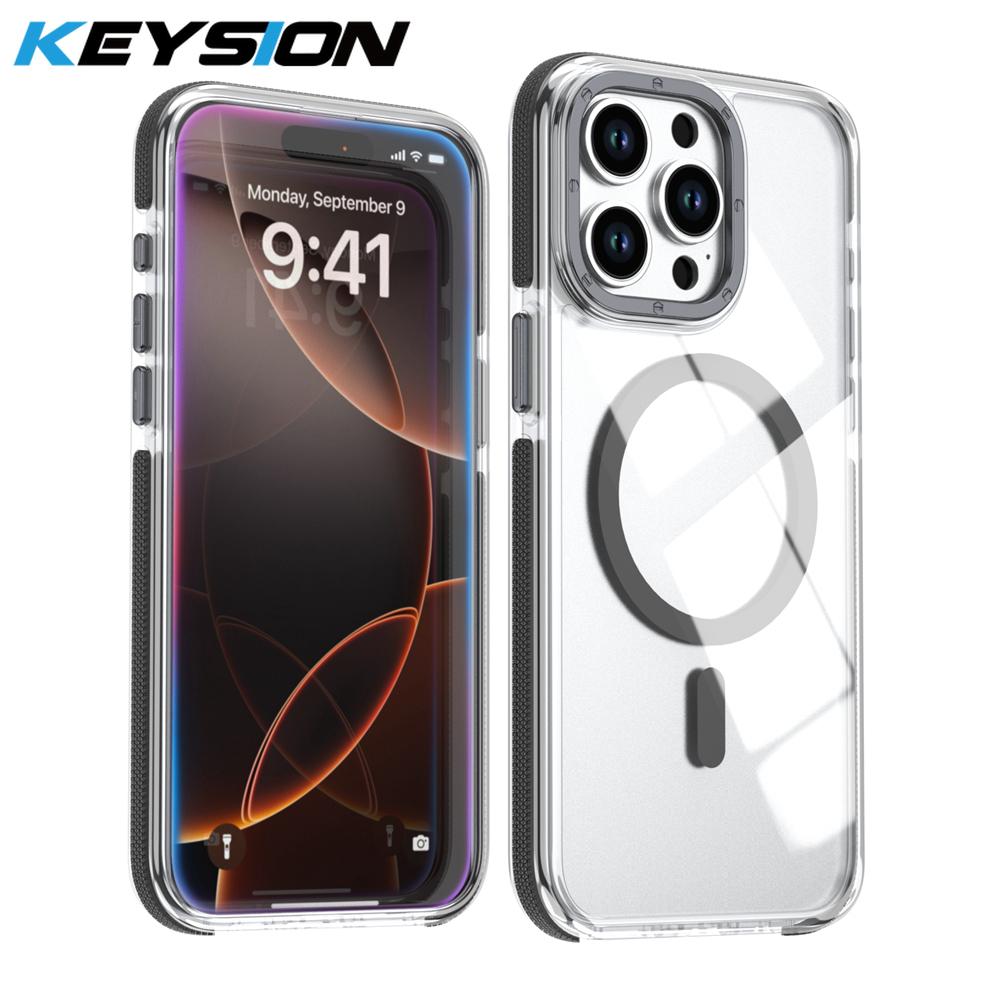 KEYSION Прозрачный магнитный чехол для MagSafe для iPhone 14 15 Pro Max Беспроводная зарядка Ударопрочный чехол для телефона для iPhone 14 15 Plus