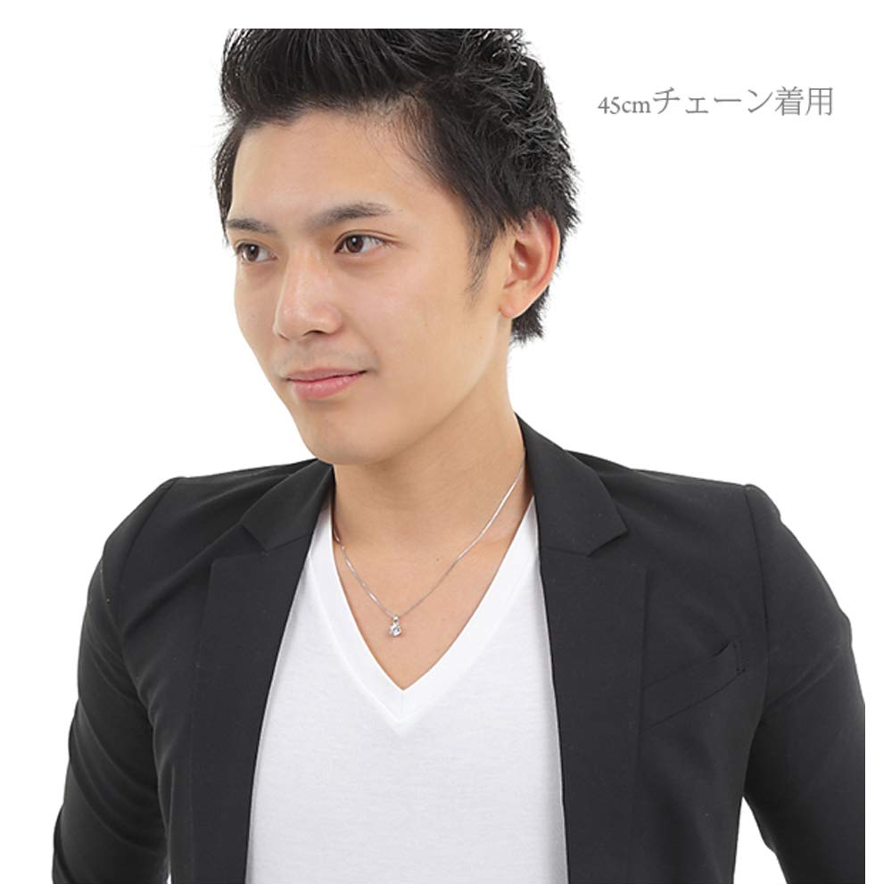 Магазин Ожерелье Серебро 925 CZ Бриллиант 6 Коготь Серебро 925 Платиновое Покрытие Итальянская Цепь SV04 45 см [Ювелирные Изделия M] Мужская BR