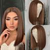 Synthetic Long Straight Bob Wig Middle Part for Women Blonde Brown Wigs Party Cosplay Daily Use Wig Heat Resistant Fibre Wig