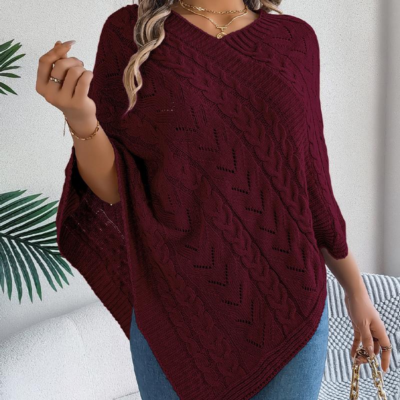 Women's Cable Knit Cape Sweater Oversized Open Front Poncho Coat Casual Solid Color