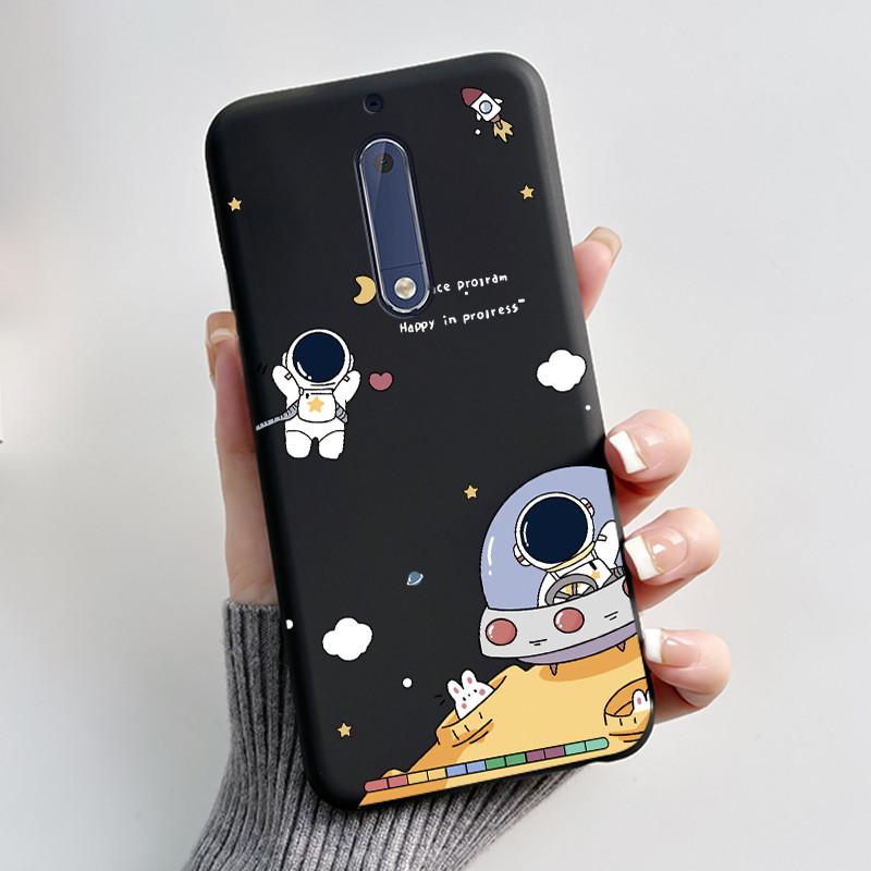 Чехол Для Nokia 5 Эстетичный Модный Милый Кот Мультяшный Черный Мягкий ТПУ Чехол для Телефона Для Nokia 5 Чехол-Бампер TA-1053 TA-1024
