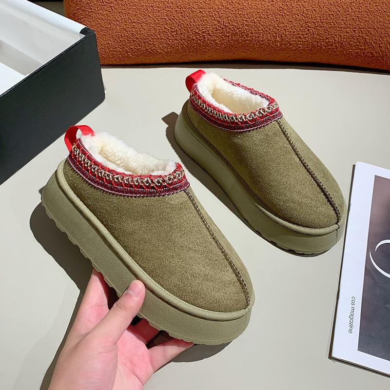 Новые осенне-зимние сноубутсы на толстой подошве, модные теплые хлопковые ботинки с напуском и утолщением, накидка на ногу, однотонные простые ботильоны с низким голенищем