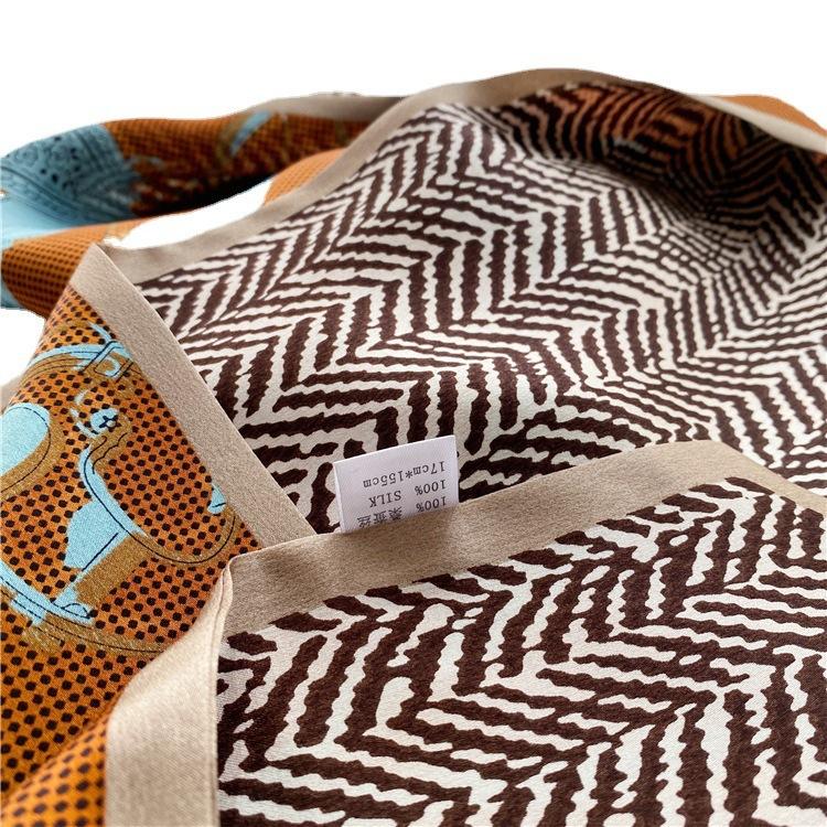 Double-Layer Silk Scarf Mulberry Silk Scarf Women'S Versatile Autumn Models Thin, Narrow And Long Multi-Functional Decorative Scarf Streamer Thin