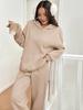 European-American 2-Piece Women's Warm Lined Hoodie & Casual Pants Autumn/Winter Sports Set