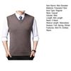 Men Vest Sweater V Neck Sleeveless Slim Fit Solid Color Knitted Pullover Slim Fit Mid Length Thickened Business Style Sweater