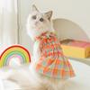 Korean Version of Cat Spring and Summer Princess Style Colorful Vacation Style Plaid Suspender Skirt Dog Dress Pet Clothes