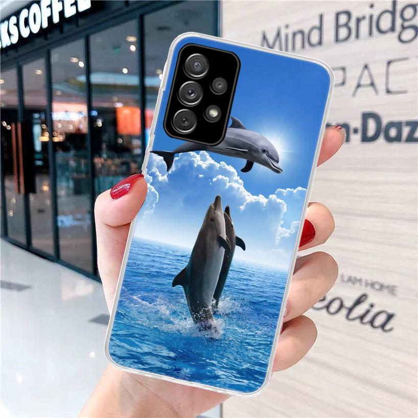 Морское животное милый дельфин Для Samsung Galaxy A15 A14 A13 A12 A55 A54 A53 A52 Чехол для телефона A32 A35 A34 A33 A25 A24 A23 A22 A04S A03S